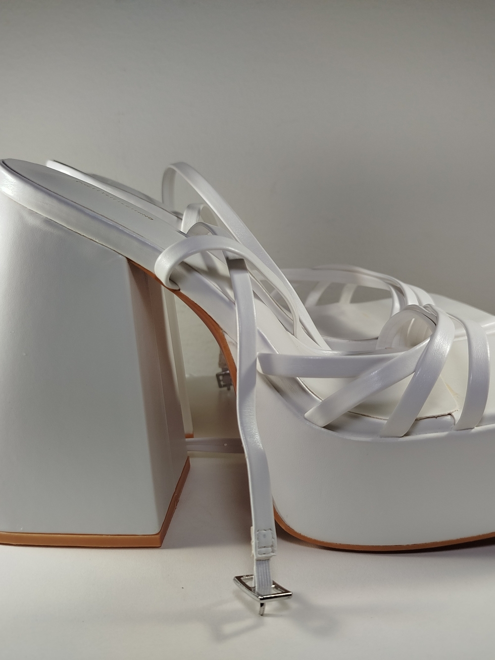 PrettyLittleThing White Strappy Platform Block Heels